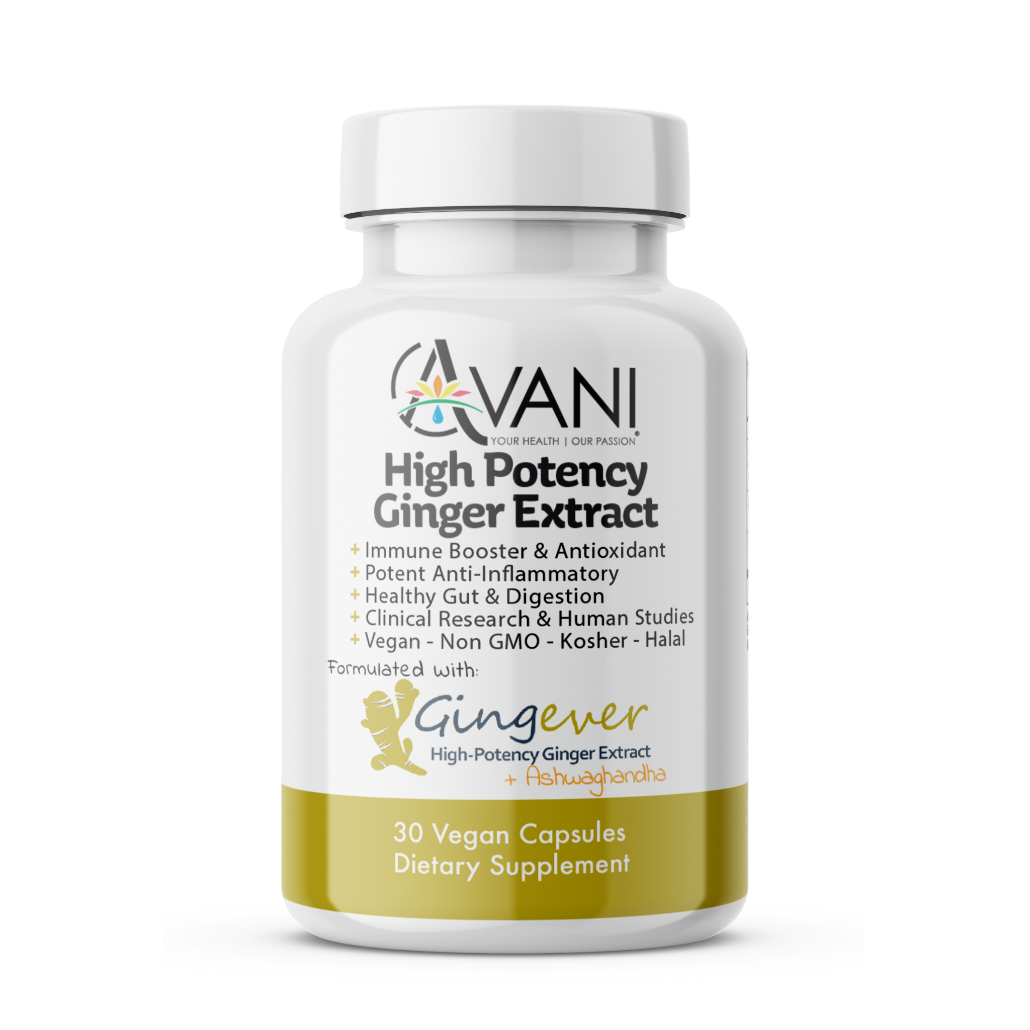 Gingever High Potency Ginger Extract with Ashwagandha - Avani Wellness